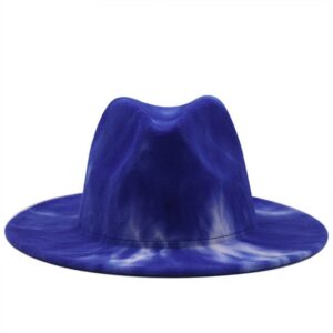 Unisex Woolen Felt Tie Dye Fedora Hat