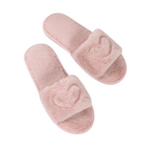Women Faux Fur Soft Fluffy Slippers with Heart