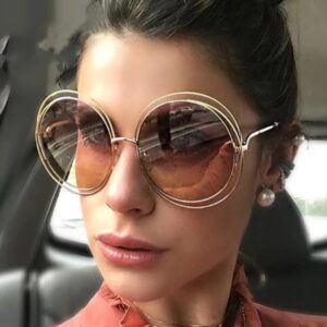 Women UV 400 Polarized Oversized Vintage Round Sunglasses