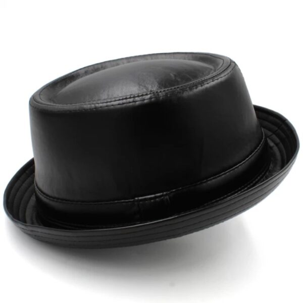 leather pork pie hat black