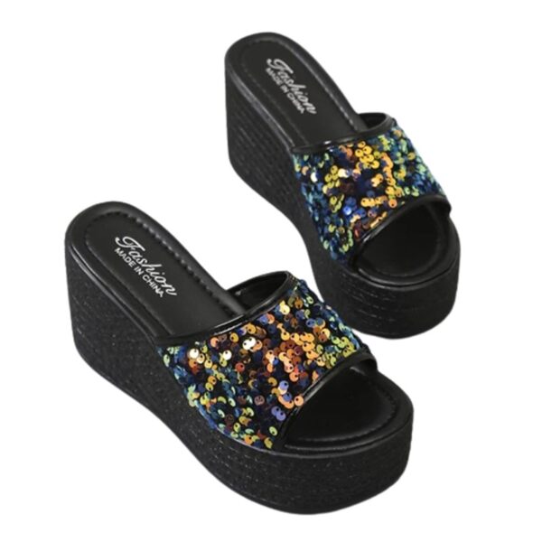 sequin wedge multi color