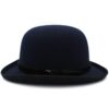 wool bowler hat navy blue