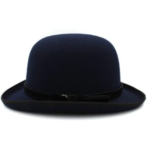 Men’s Oval Top Wool Bowler Hat with Rolled Rim