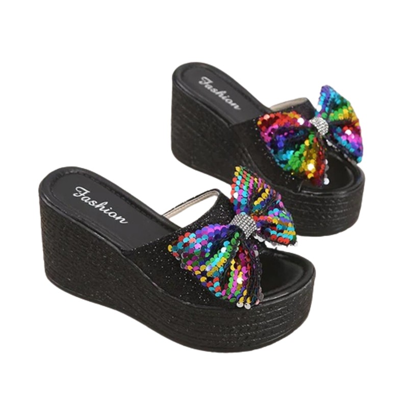 slide glitter sandals multi color
