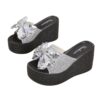 slide glitter sandals silver