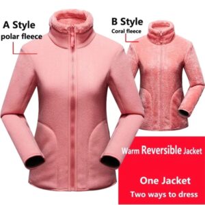 Women Reversible Jacket with Coral Fleece