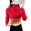 women turtleneck sweater red