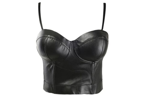 leather corset black