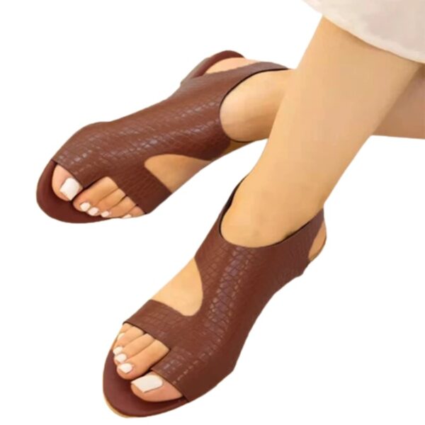 flat open toe sandals brown