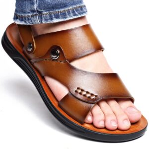 Men Genuine Leather Non Slip Vintage Sandals
