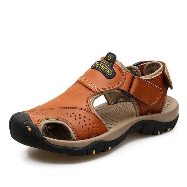 men leather sandals brown