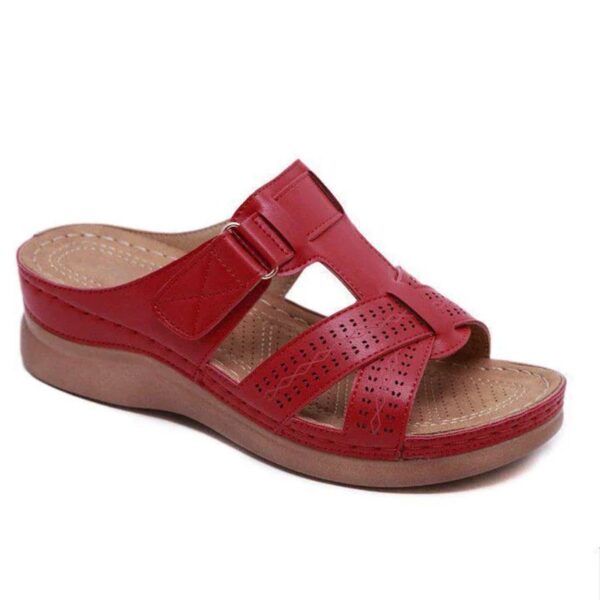 open toe sandals red