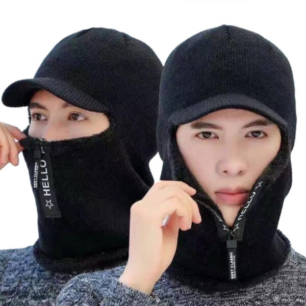 balaclava hat with zipper black