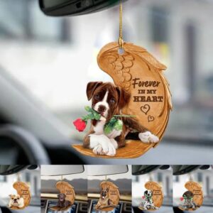 Angel Wing Dog Hanging Ornament with Forever in My Heart Print