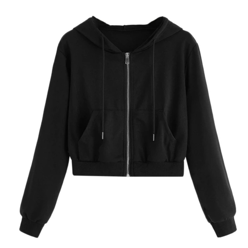 crop top hoodie black