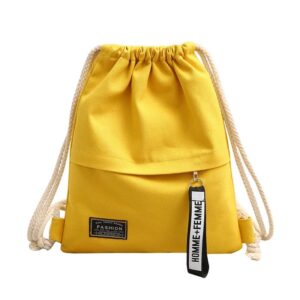 Unisex Canvas Drawstring Backpack with Zipper Pocket