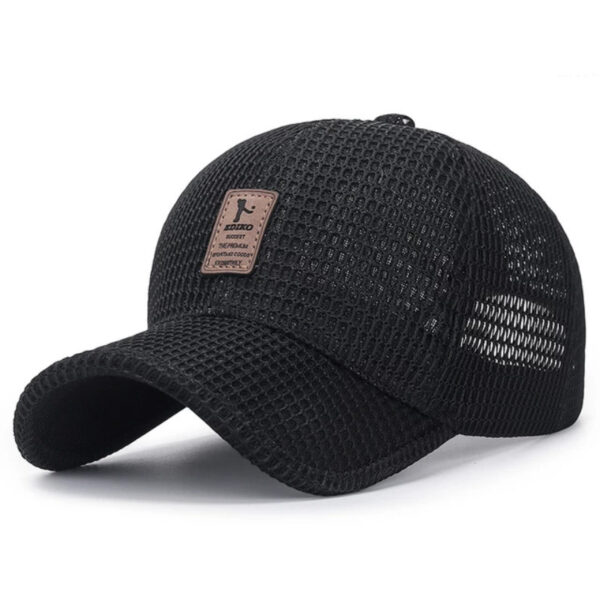 hollow out mesh baseball cap black