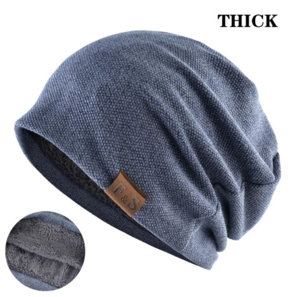beanie with plush lining blue
