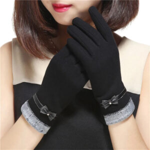 Women Winter Vintage Gloves with Bow Knot