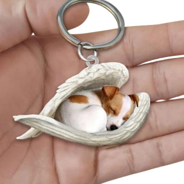 dog sleeping angel keychain f