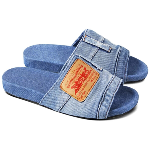 denim slippers blue