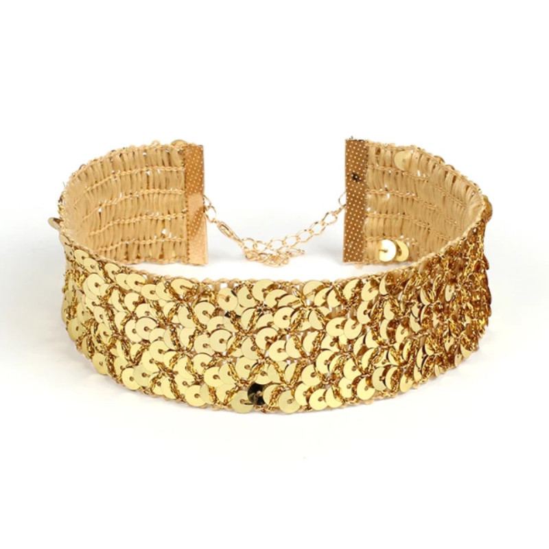 sequined choker gold