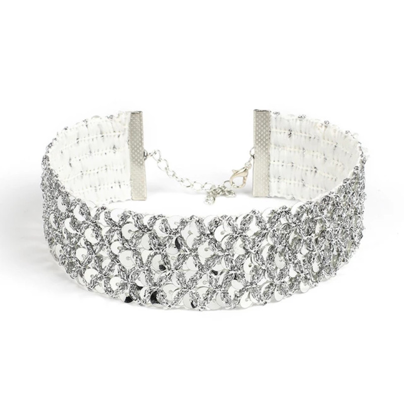 sequined choker silver