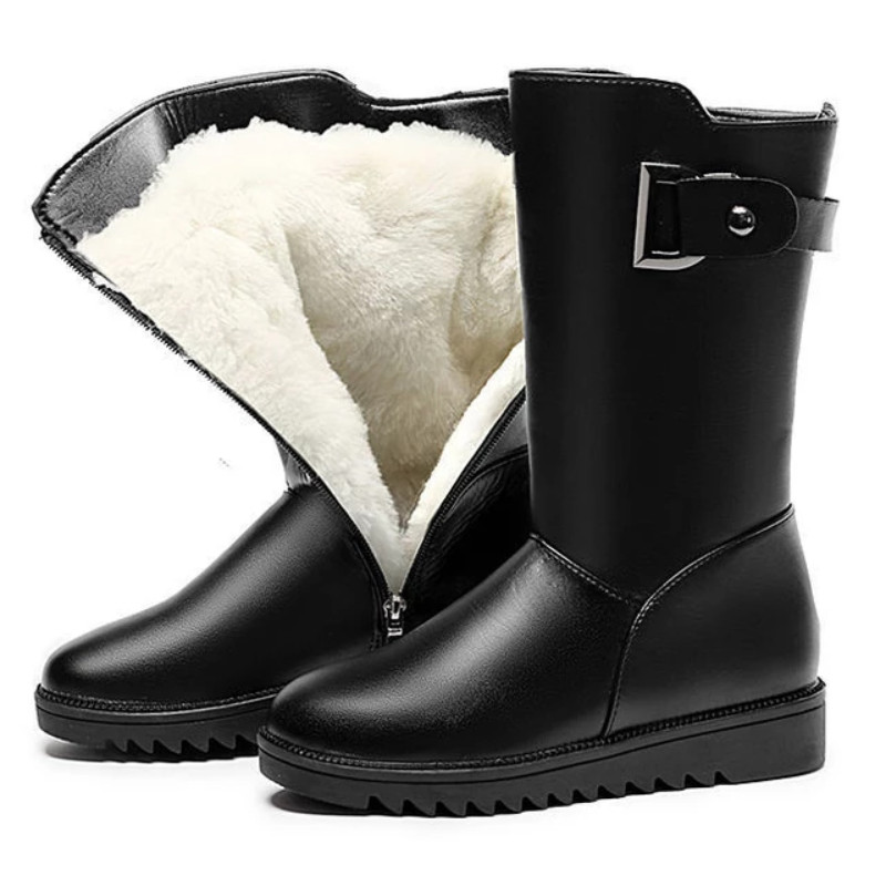 Women Wool Lined Winter Leather Boots