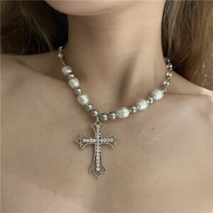 Vintage Cross Pearl Pendant