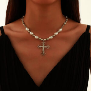 Pearl Inlaid Cross Pendant
