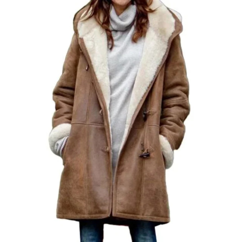 long hooded coat brown