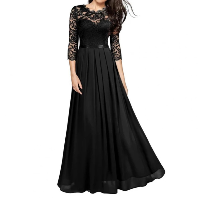 lace maxi dress black