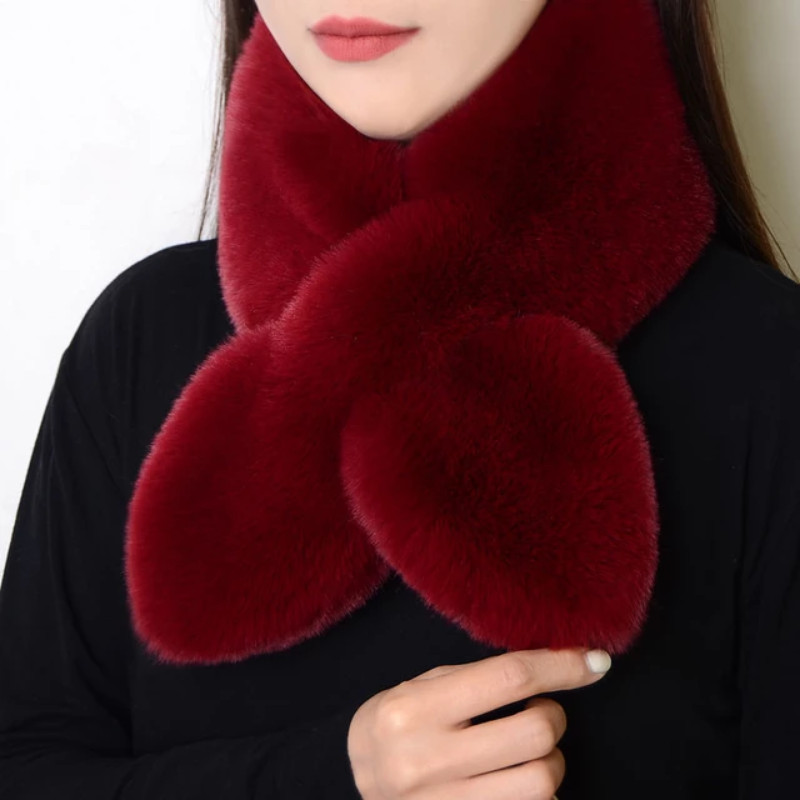 rabbit fur scarf burgundy