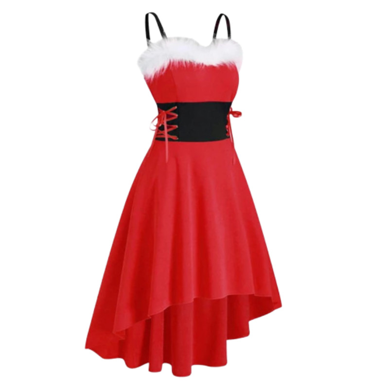 high low midi dress red