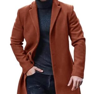 Men’s Medium Length Thickened Tweed Coat