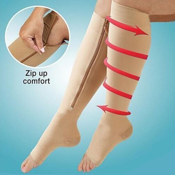 Set of 2 Pairs Zipper Compression Socks