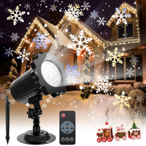 LED Snowflake Laser Light Snowfall Lawn Projector