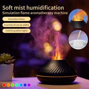 130ml Usb Portable Volcanic Flame Aroma Diffuser Essential Oil Lamp Air Humidifier Fogger With Colorful Led Night Light