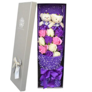 Teddy Bears and Roses Bouquet with Gift Box