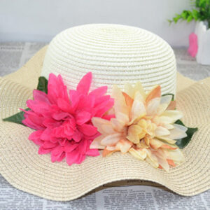 Women’s Big Brim Straw Hat with Flowers