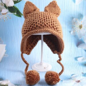 Cartoon Cat Ear Ball Knitted Hat