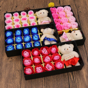 Creative Gift Box 12 Eternal Soap Roses with Bear
