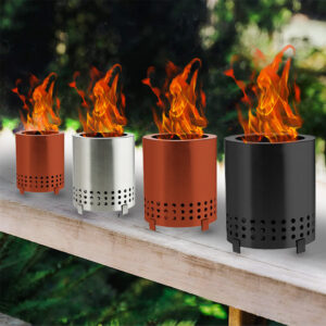 Stainless Steel Portable Tabletop Mini Fire Pit with Stand for Outdoor Wood Pellet Burning