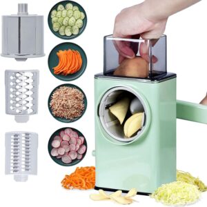 Effortlessly Prepare Vegetables with a Multifunctional Hand-Cranked Drum Slicer: A Must-Have Kitchen Tool for Grating, Chopping, and Spiralizing Vegetables of All Sizes