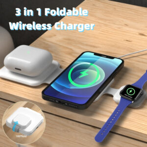 3 In 1 Multi-Device Magnetic Wireless Charging Station: Foldable and Convenient