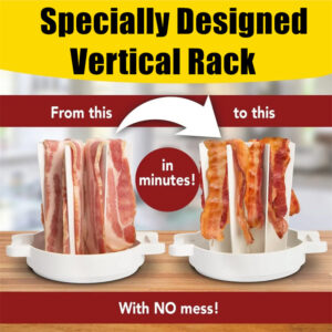 Splatter-Proof Mess-Free Delicious Microwave Yummy Bacon Cooking Roaster Racks Kitchen Gadget