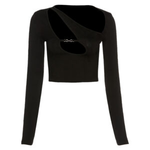 Slim Fit Cropped Top for Women with Long Sleeves