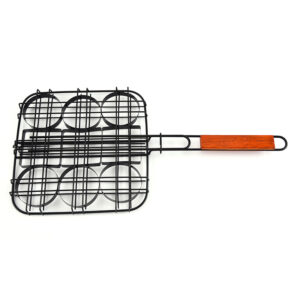 Compact Non-Stick Burger Grill Basket and Patty Press Set – Perfect for Small Hamburgers, Meatballs and BBQs