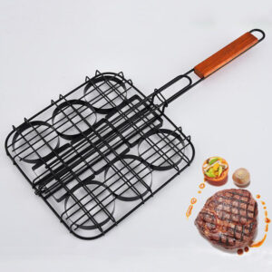 Compact Non-Stick Burger Grill Basket and Patty Press Set – Perfect for Small Hamburgers, Meatballs and BBQs