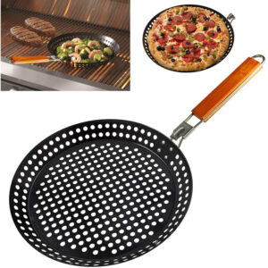 Compact Round Foldable Frying Pan for Outdoor Camping and BBQ, Perfect for Grilling Steaks and Picnic Meals, with Heat-Resistant Design